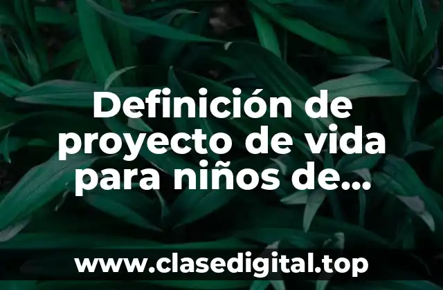 Definición de proyecto de vida para niños de preescolar