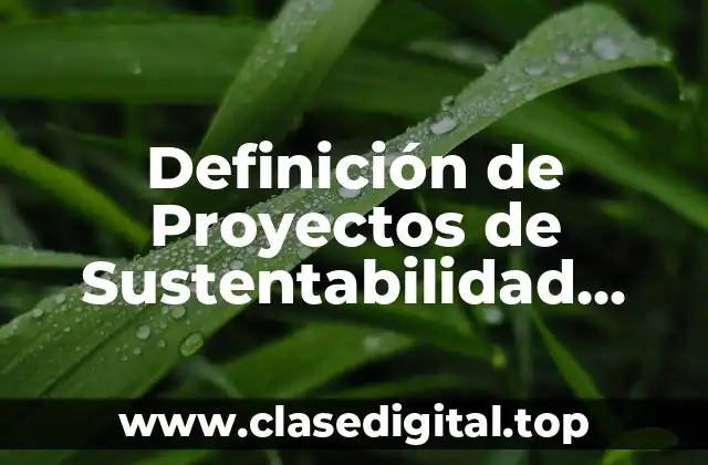 Definición de Proyectos de Sustentabilidad Ambiental