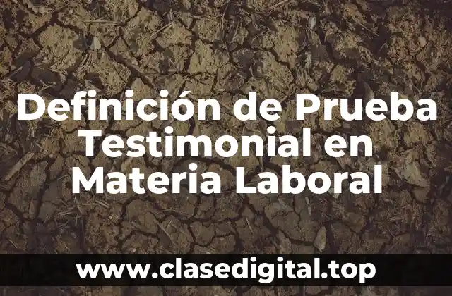 Definición Técnica de Prueba Testimonial en Materia Laboral