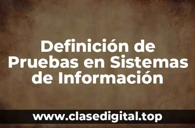 Definición de Pruebas en Sistemas de Información