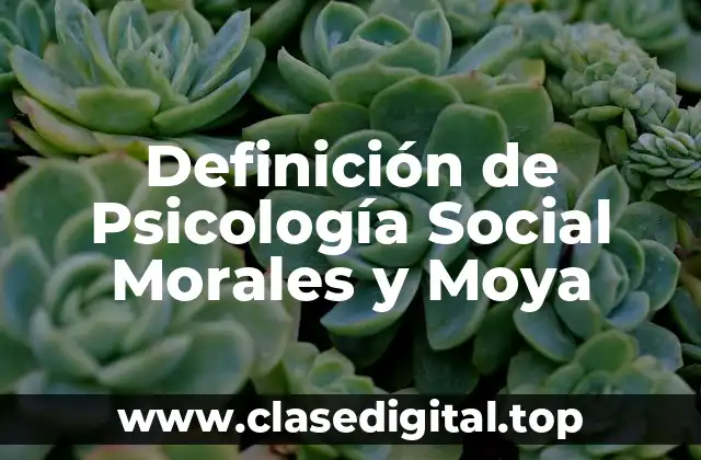 Definición de Psicología Social Morales y Moya