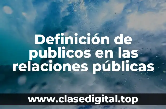 Definición de publicos en las relaciones públicas