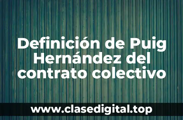 Definición de Puig Hernández del contrato colectivo