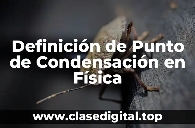 Definición de Punto de Condensación en Física