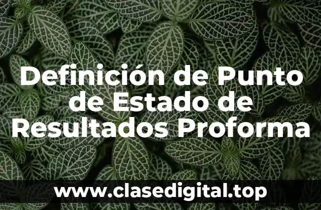 Definición técnica de Punto de Estado de Resultados Proforma
