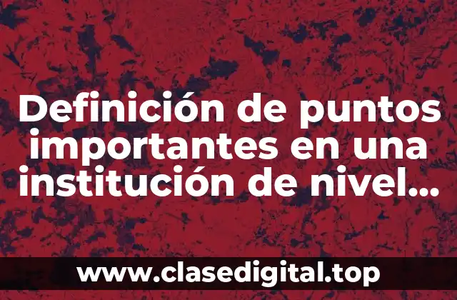 Definición de puntos importantes en una institución de nivel superior
