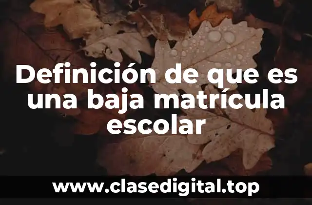 Definición de que es una baja matrícula escolar