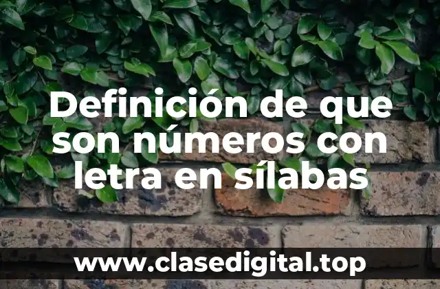 Definición técnica de números con letra en sílabas