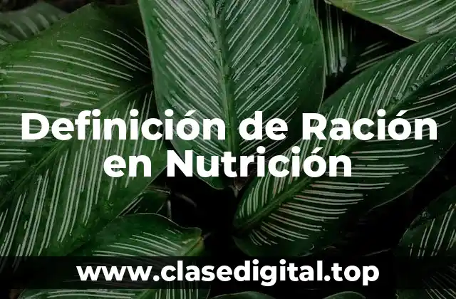 Definición Técnica de Ración en Nutrición