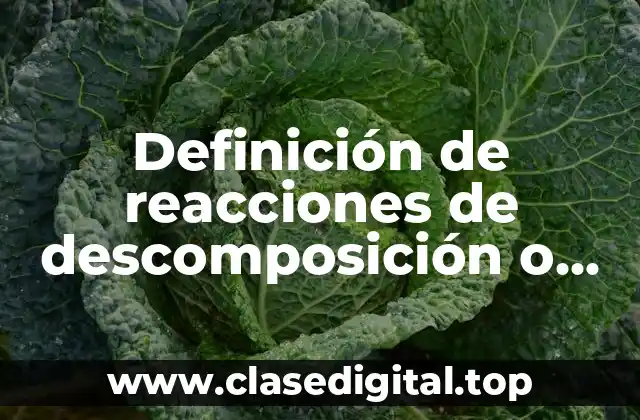 Definición de reacciones de descomposición o análisis
