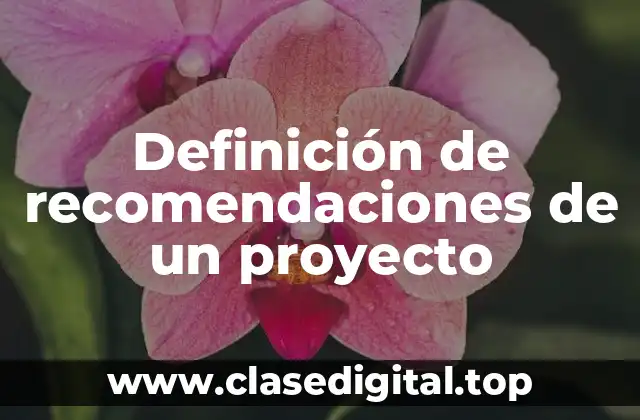 Definición de recomendaciones de un proyecto