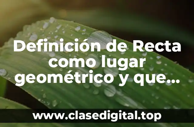 Definición de Recta como lugar geométrico y que propiedades