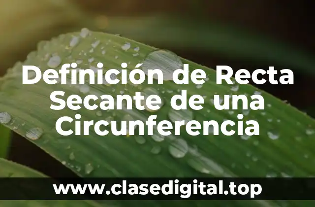 Definición técnica de Recta Secante de una Circunferencia