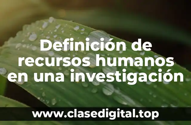 Definición de recursos humanos en una investigación