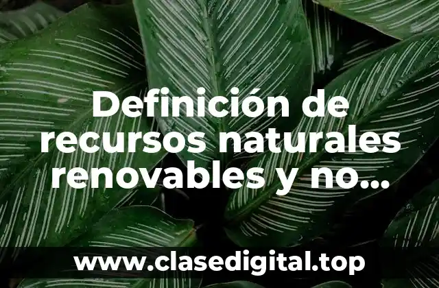 Definición de recursos naturales renovables y no renovables