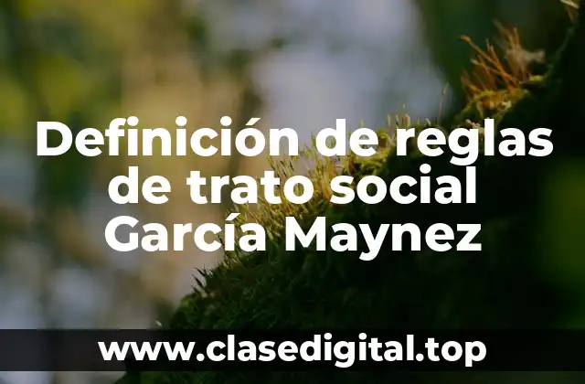 Definición de reglas de trato social García Maynez
