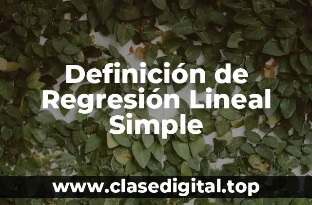 Definición de Regresión Lineal Simple