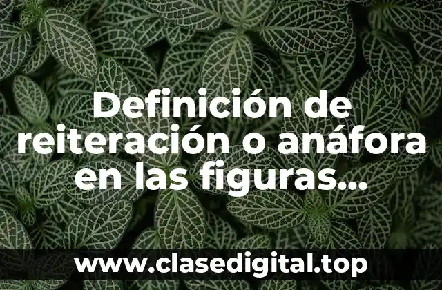 Definición de reiteración o anáfora en las figuras retóricas