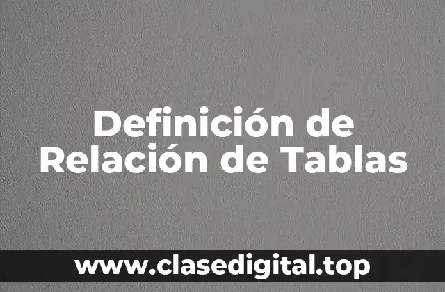 Definición de Relación de Tablas