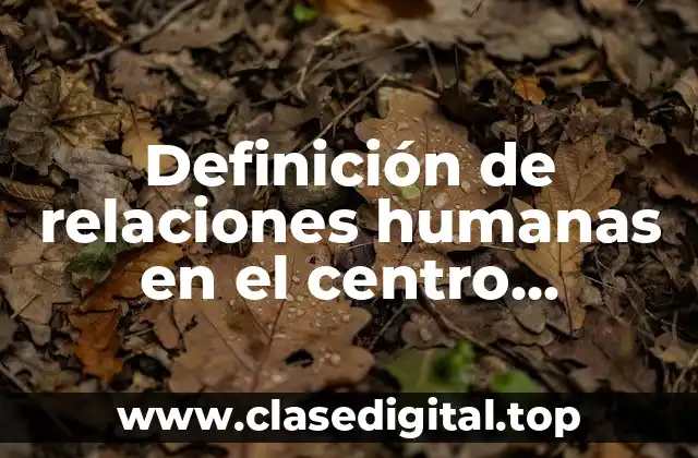 Definición de relaciones humanas en el centro educativo