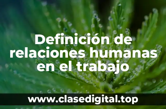 Definición de relaciones humanas en el trabajo