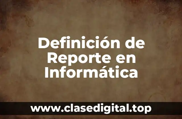Definición de Reporte en Informática
