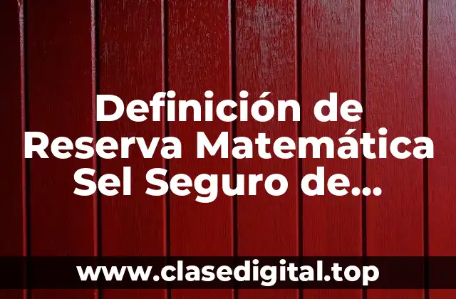 Definición de Reserva Matemática Sel Seguro de Separación Individualizada