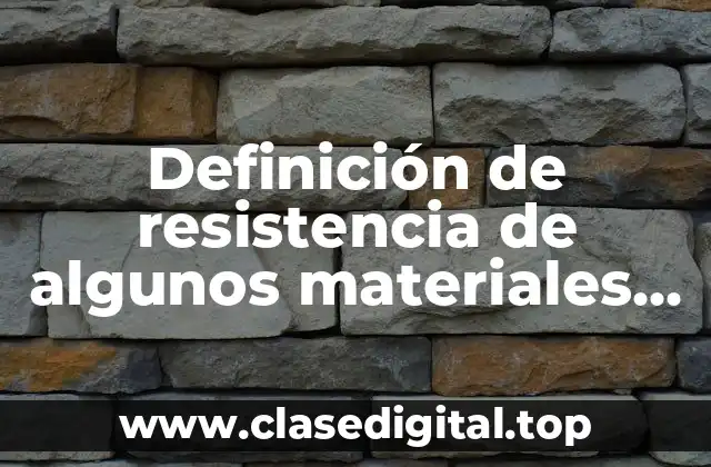 Ejemplos de resistencia de algunos materiales en química