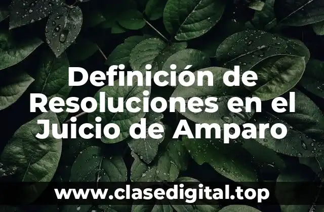 Definición de Resoluciones en el Juicio de Amparo