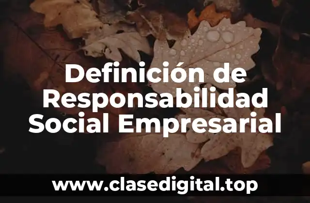 Definición de Responsabilidad Social Empresarial