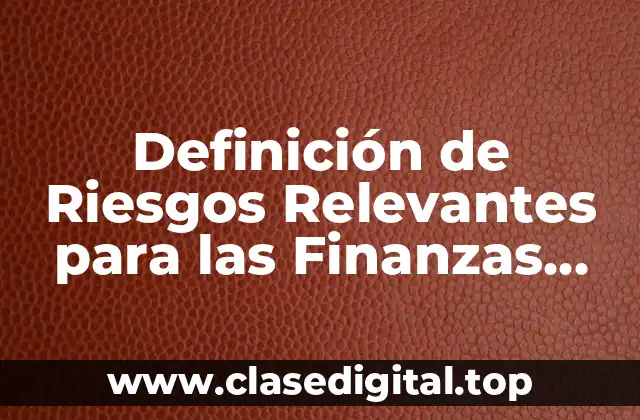 Definición Técnica de Riesgos Relevantes para las Finanzas Públicas