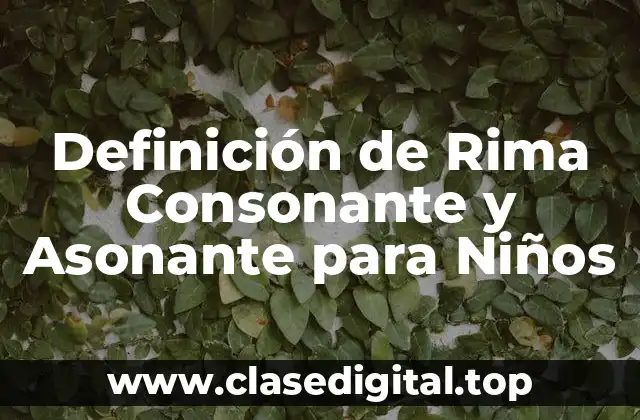 Definición de Rima Consonante y Asonante para Niños