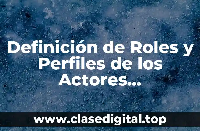 Definición de Roles y Perfiles de los Actores Involucrados