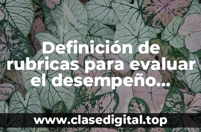 Definición de rubricas para evaluar el desempeño docente en preescolar