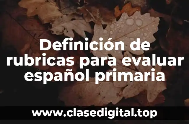 Definición de rubricas para evaluar español primaria