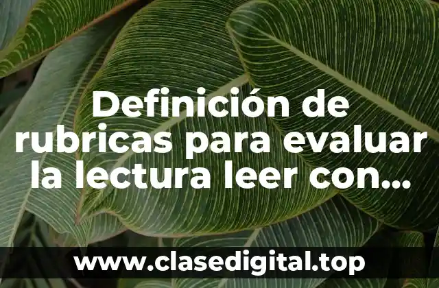 Definición de rubricas para evaluar la lectura leer con señales