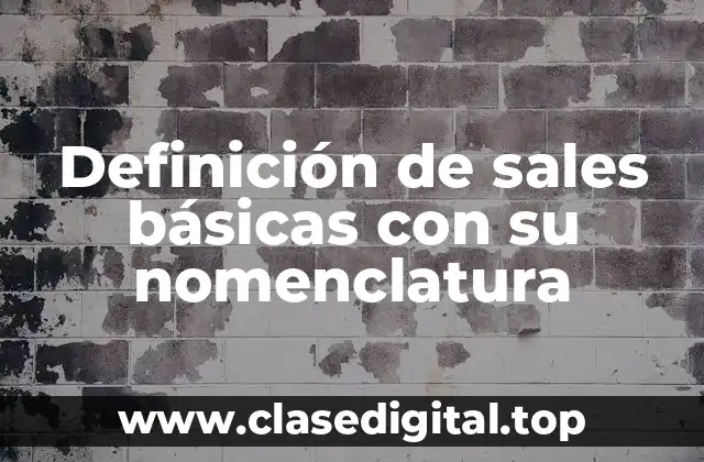Definición de sales básicas con su nomenclatura