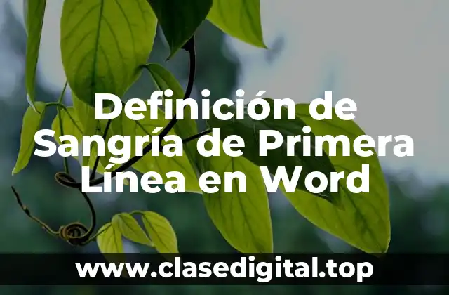 Definición de Sangría de Primera Línea en Word