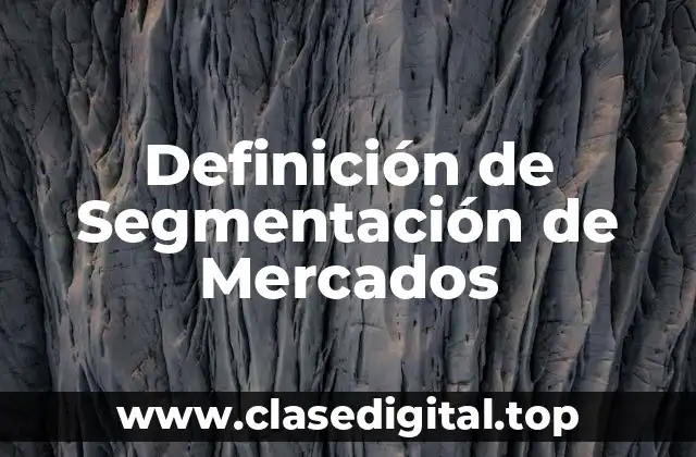 Definición de Segmentación de Mercados