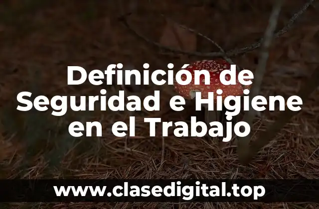 Definición de Seguridad e Higiene en el Trabajo