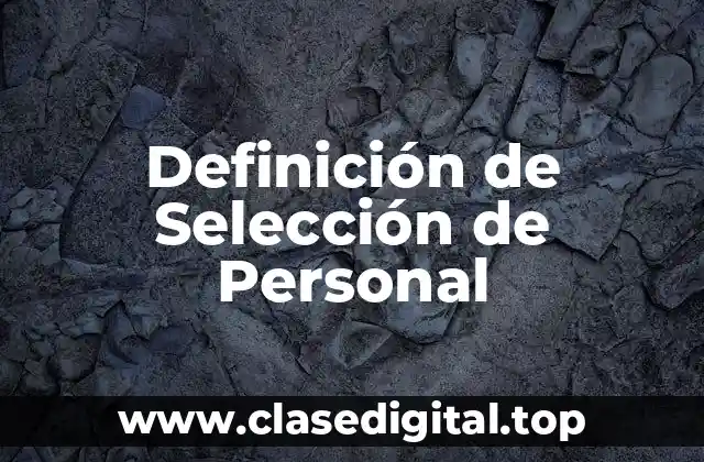Definición técnica de Selección de Personal