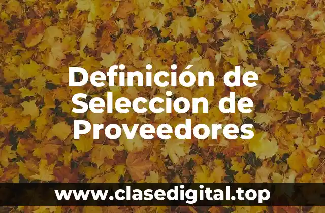 Definición de Seleccion de Proveedores