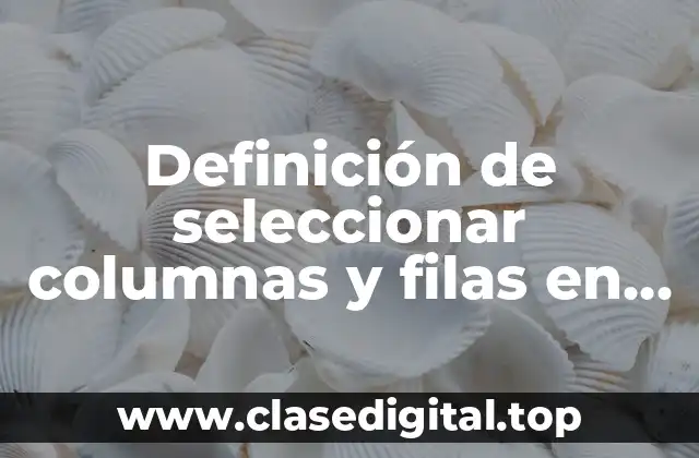 Definición de seleccionar columnas y filas en Excel