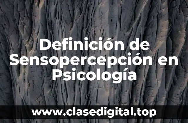 Definición de Sensopercepción en Psicología