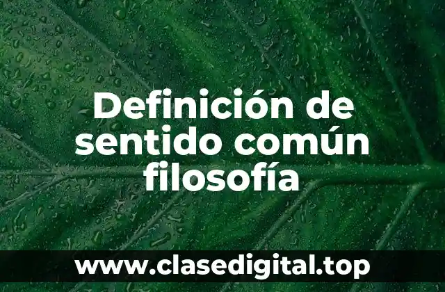 Definición de sentido común filosofía
