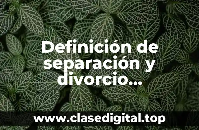 Definición de separación y divorcio consecuencias orden jurídico mexicano