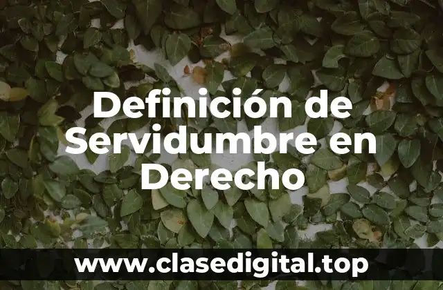 Definición de Servidumbre en Derecho