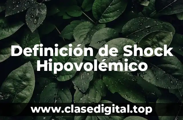 Definición de Shock Hipovolémico