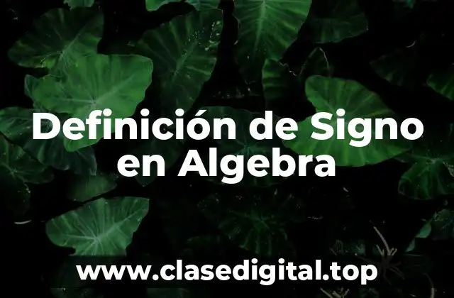 Definición de Signo en Algebra