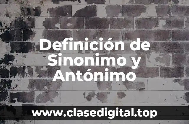 Definición Técnica de Sinónimo y Antónimo